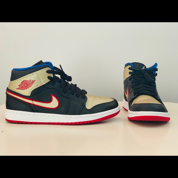 2013 Air Jordan 1 mid black, Gold, Red main image 4